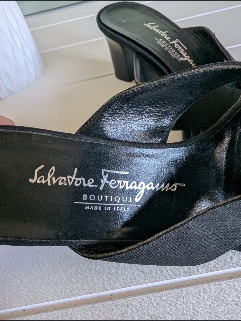 Salvatore Ferragamo Black Crisscross Slide Sandals - Picture 8 of 15